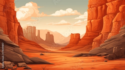 Generative AI A majestic canyon with layered rock formations.