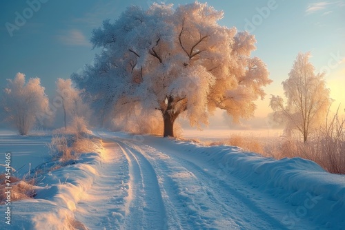 Natural winter landscape. A beautiful winter place in nature
