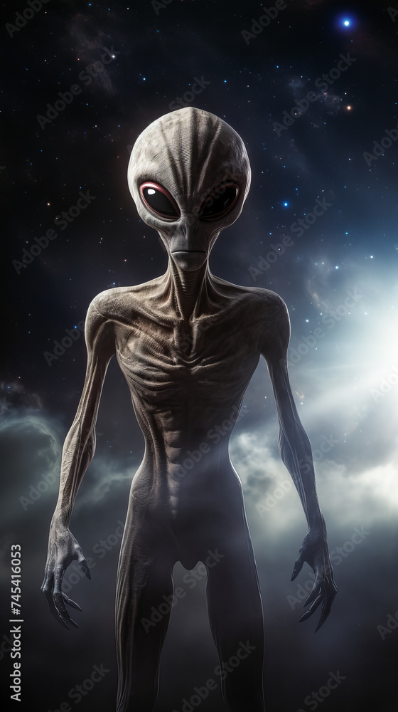 The Fantastical Creature in Space. Portrait of Alien The Fantastical Creature in Space. Portrait of Alien