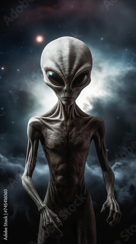 The Fantastical Creature in Space. Portrait of Alien