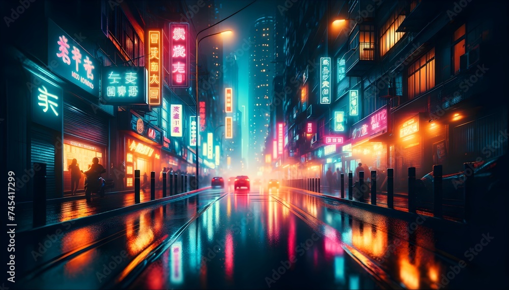 Naklejka premium Urban Nightscape with Light Trails