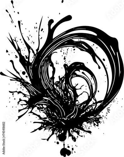 Vektor Silhouette - Abstraktes Design Element - Klecks Platsch Effekt mit Spritzern