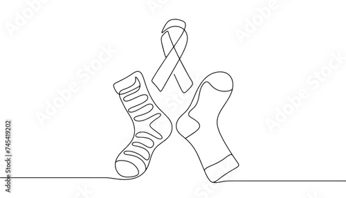 Down syndrome. Sock. Ribbon. Symbol