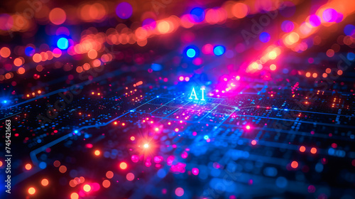 Futuristic Engineering.   Inside the AI Chip Circuitry.  The Core of Innovation © EwaStudio