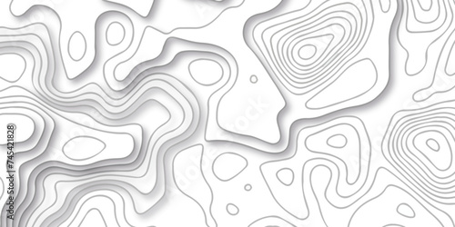 Vector seamless topographic map background. Topographic map lines contour background. Modern design with White background topographic wave curve pattern design.	