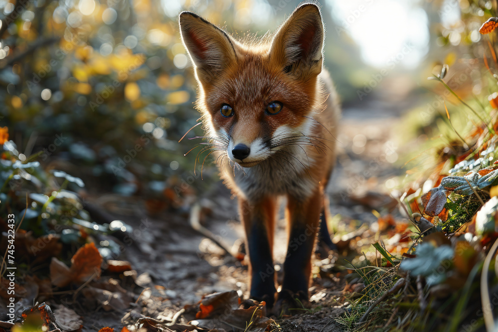 Naklejka premium red fox in the woods