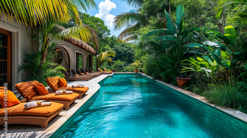 Vacation by the Pool. Tropical Oasis