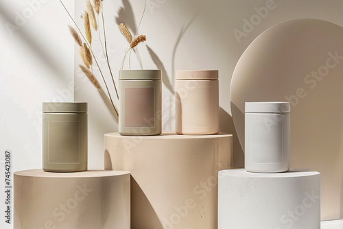 Earthy Toned Cosmetic Jars with Natural Accents