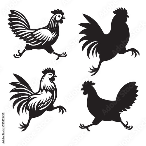 Elegant Hen Silhouette Vector - Minimalistic Poultry Farm Collection  Rural Charm  rooster  Hen and Chicken Outlines - Agriculture Vector Illustrations  Graceful Hen Silhouette  Cock silhouettes