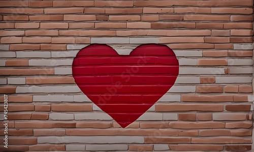 Passionate love captured in a vibrant red heart embedded in a rustic brick wall. Symbolizing enduring romance, emotions etched in timeless urban textures