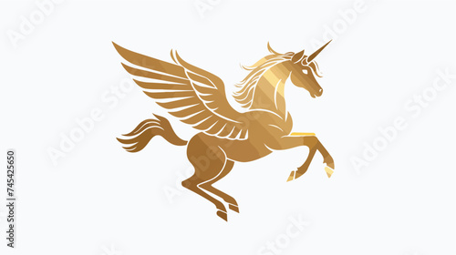 Pegasus Emblem Silhouette Isolated on White Background © iclute4