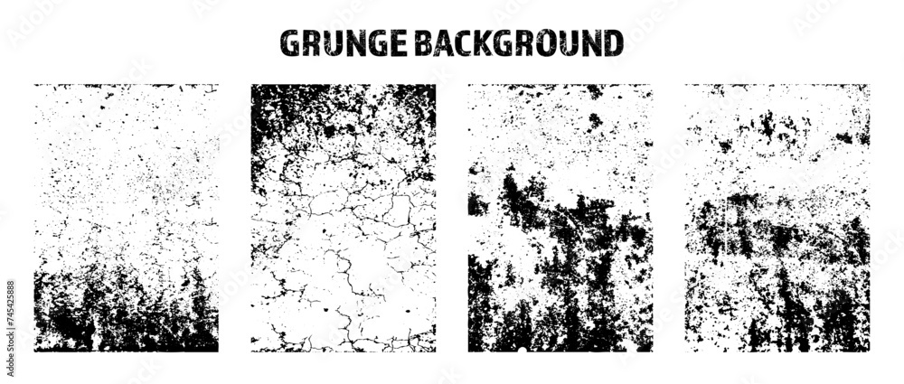 Grunge overlay texture. Old dirty concrete background with cracks and scratches. Distressed grainy surface. Vintage urban backdrop. Scraped and stained design element. Vector illustration - obrazy, fototapety, plakaty 