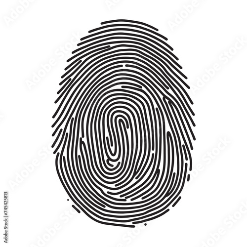 Vector black isolated fingerprint on white background
