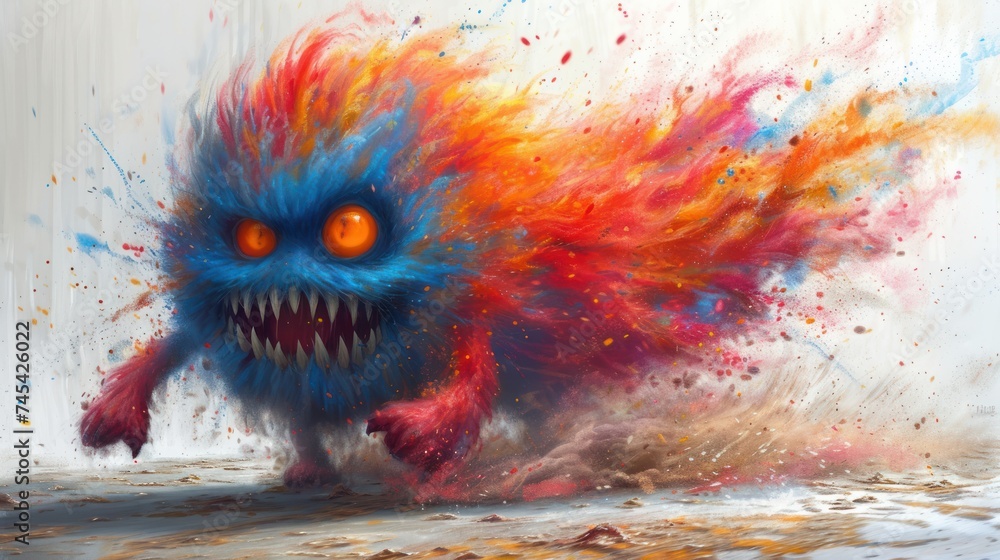 The Fury of the Monster, Chasing Chaos, Colorful Nightmare, Fast and Furious Creature. The Fury of the Monster, Chasing Chaos, Colorful Nightmare, Fast and Furious Creature.