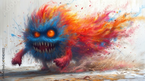 The Fury of the Monster, Chasing Chaos, Colorful Nightmare, Fast and Furious Creature. photo