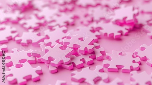A 3D rendering illustrates puzzle pieces set against a pink backdrop, symbolizing problem-solving in a business context
