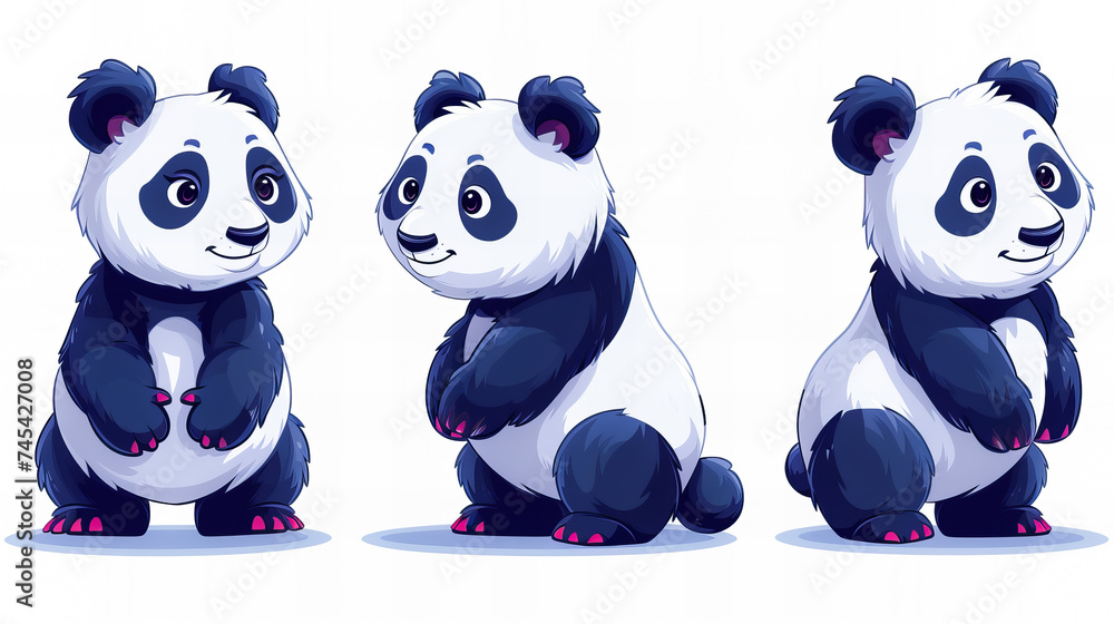 Obraz premium funny comic panda stickers collection