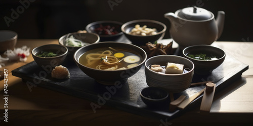 Japanese soup on wood table