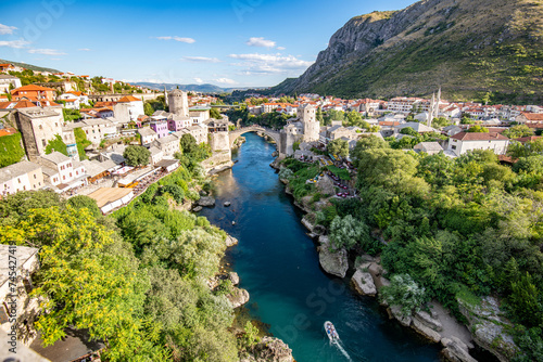 Fototapeta Naklejka Na Ścianę i Meble -  Scenic View of Stari Most Bridge in Mostar, Bosnia and Herzegovina