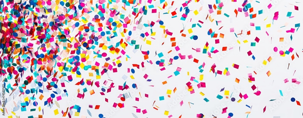 Colorful confetti frames repeat the pattern. For party, birthday cards or holiday invitation or decor.