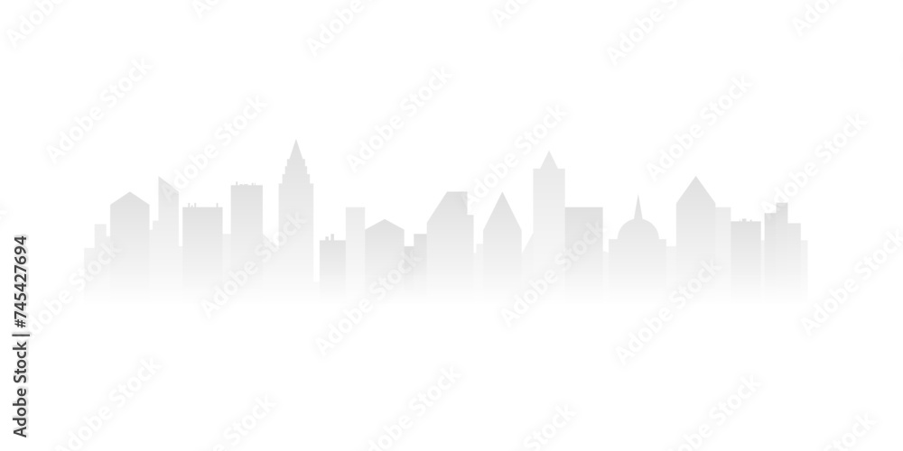 Gradient city skyline with abstract silhouettes of corporate buildings vector illustration