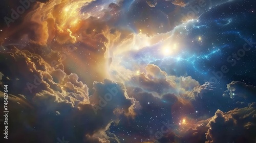Cosmic clouds, stars, gaseous, for outer space theme science background, Giant deep space expansion and massive cosmic event