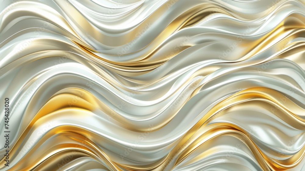 Elegant gold and silver waves texture, beautiful abstract metallic background for luxury design concepts