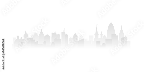 Gradient city skyline with silhouettes of houses  cityscape panorama vector illustration