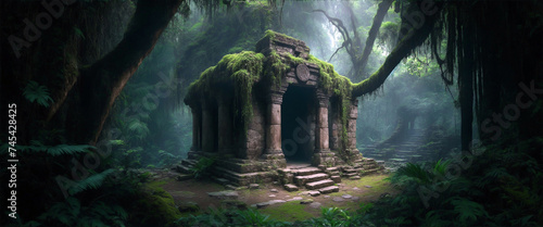 old ancient  ruins deep in the jungle