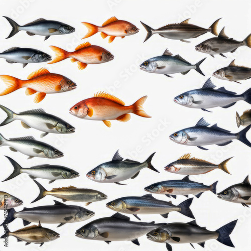 colorful fishes on white background