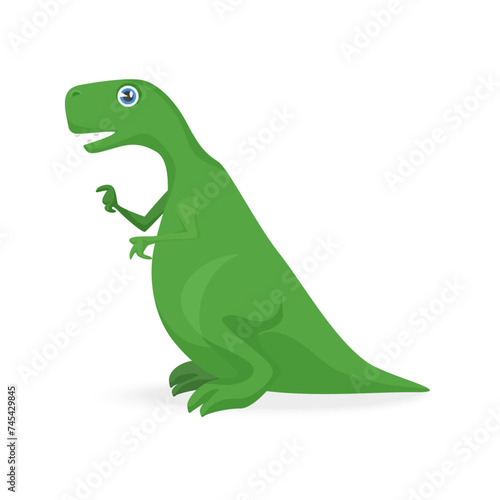 Cute dinosaur  funny green baby ancient reptile and monster of jungle vector illustration