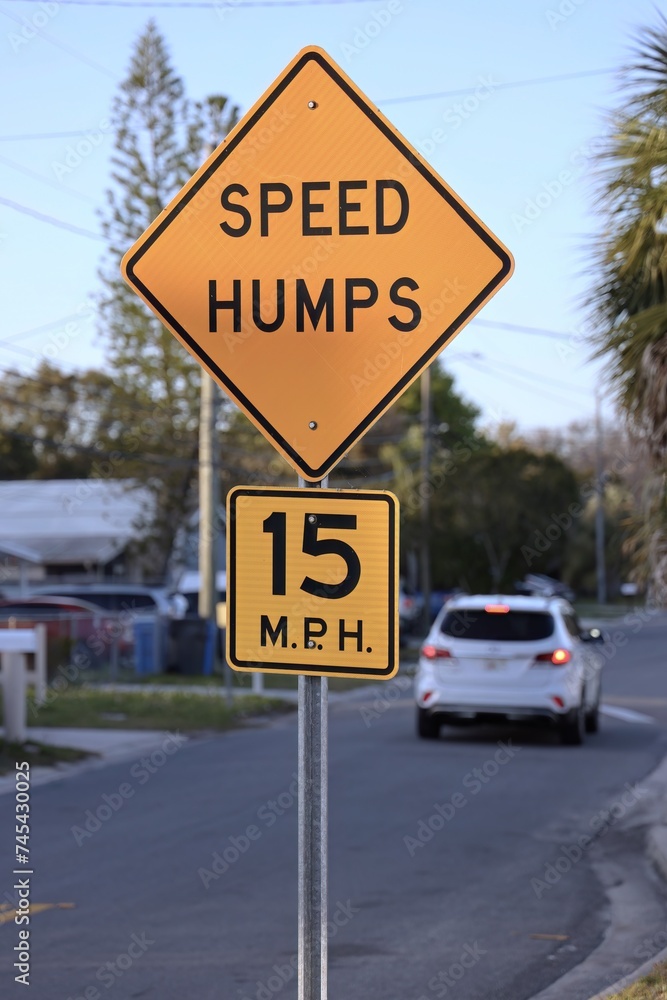 Traffic Sign on Street - Speed Humps