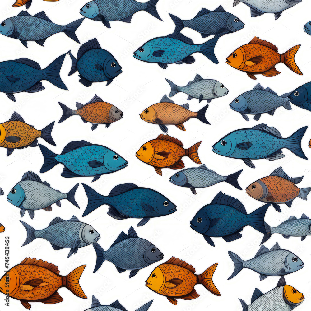 Naklejka premium set of fish on white background