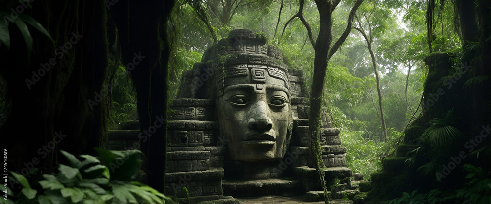old ancient  ruins deep in the jungle
 - obrazy, fototapety, plakaty 