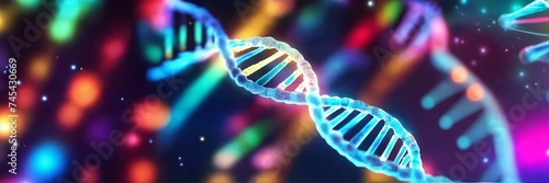 Séquence ADN sur fond coloré et lumineux. 