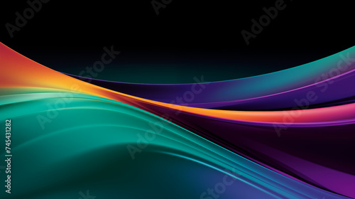 Green, Purple, Orange digital wave background. Green wave