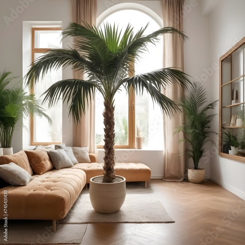 Beautiful large palm in the area. one element of the interior design © Antonio Giordano