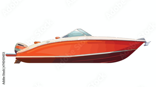 Sport Boat Side VieWhite Isolted Cartoon Isolated on White