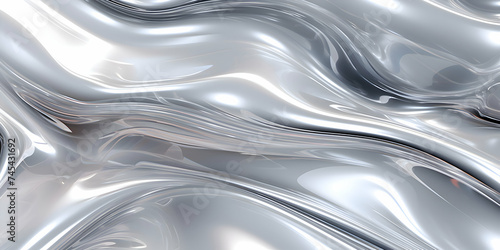 3d rendering Curve Silver Chrome Fluid Liquid Wallpaper. Plastic Water Color Swirl Gradient Mesh. Vivid cream Vibrant Smooth Surface. Blurred Water Multicolor Gradient Background