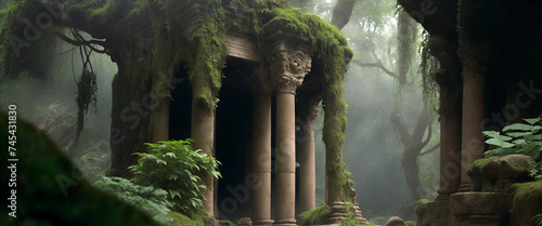 old ancient  ruins deep in the jungle
 photo