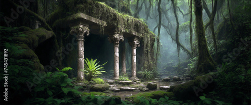 old ancient ruins deep in the jungle 