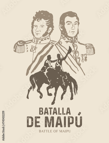 VECTORS. Editable banner for the Battle of Maipu, won by Chilean and Argentine rebels commanded by Jose de San Martin and Bernardo O'Higgins