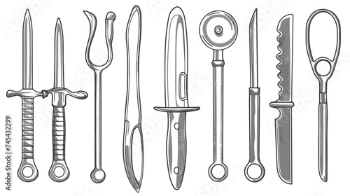 Surgical Knife Medical UtensIllustration in Black and White Is