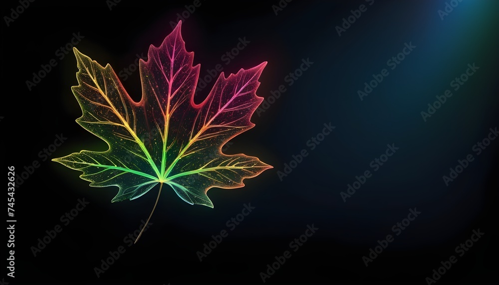 Holo acer leaf on dark background Holo acer leaf on dark background