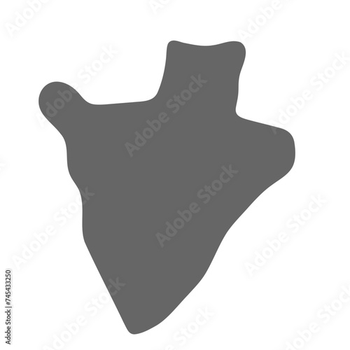 Burundi country simplified map. Grey stylish smooth map. Vector icons isolated on white background.