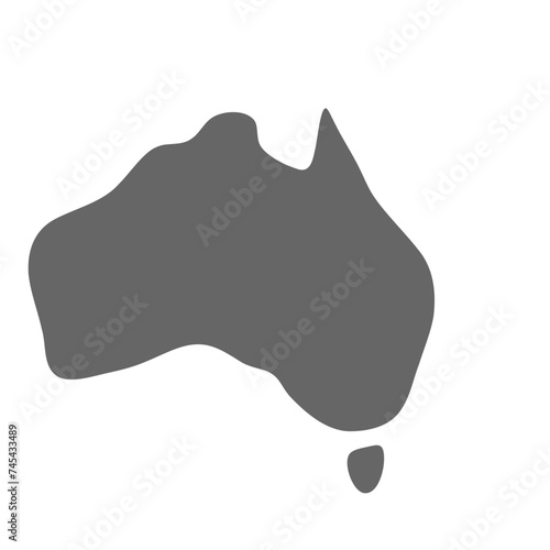 Australia country simplified map. Grey stylish smooth map. Vector icons isolated on white background.