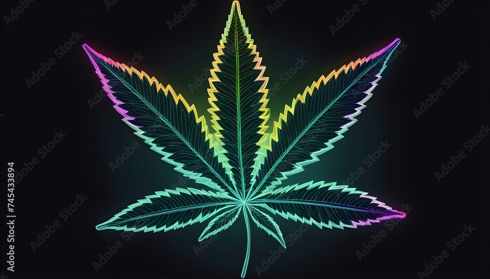 Holo cannabis symbol on dark background Holo cannabis symbol on dark background
