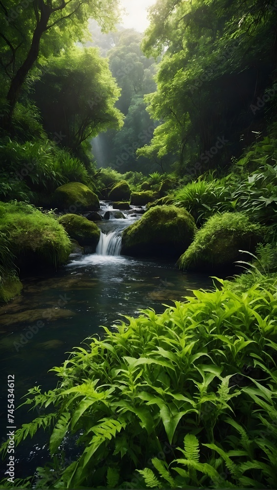 Obraz premium Verdant Trail: Enchanted Forest Pathway