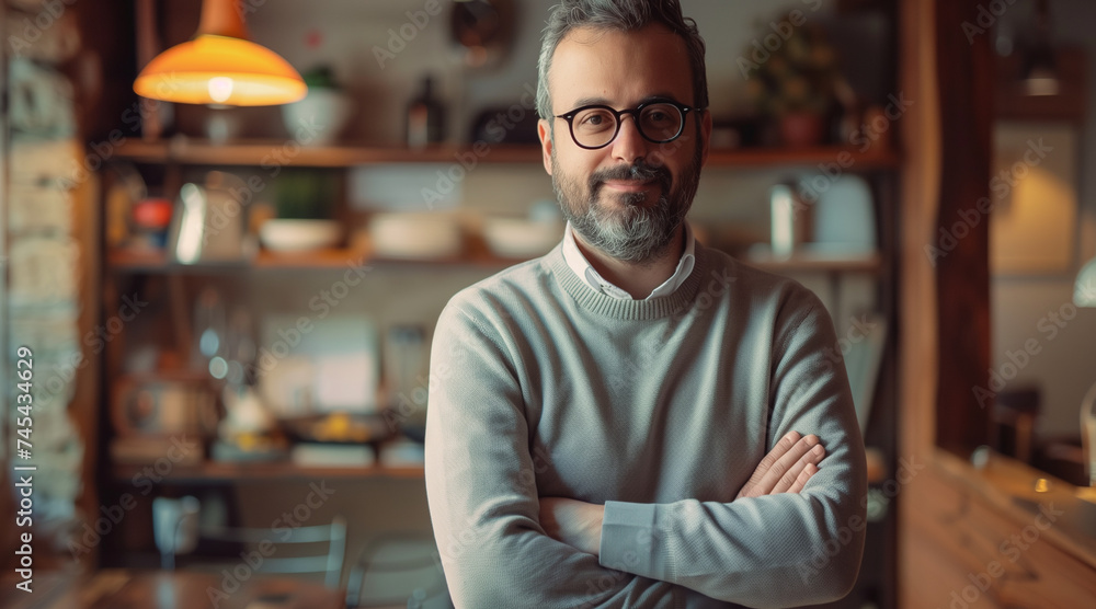 Small businessman smiling looking at camera Small businessman smiling looking at camera
