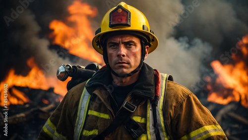 Portrait of a serious male firefighter job © tanya78